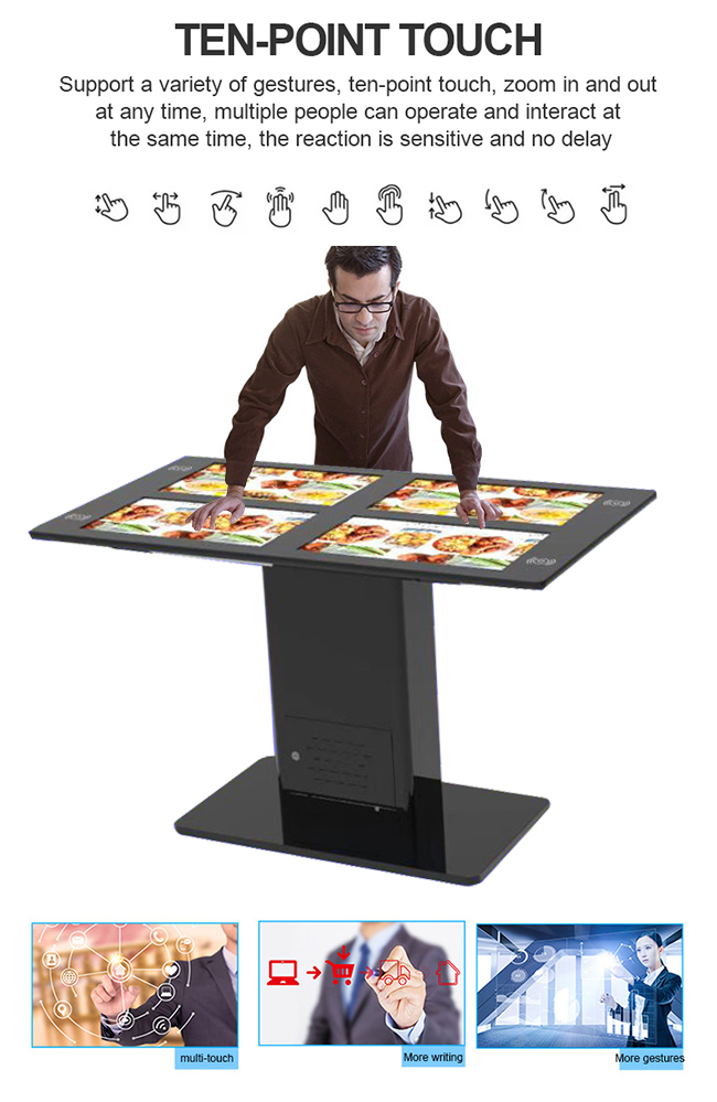 立場LED LCDのゲームのスマートなテーブルを広告するための埋め込まれた小型PC Winowsか人間の特徴をもつOSが付いている相互接触テーブル